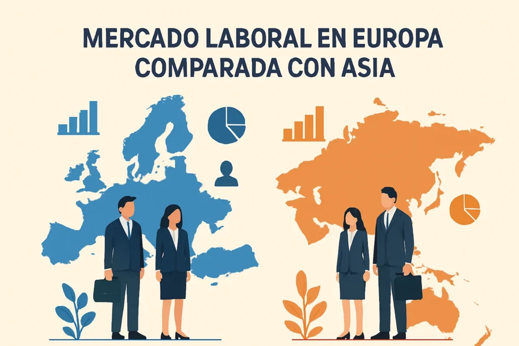 mercado laboral en Europa comparada con Asia