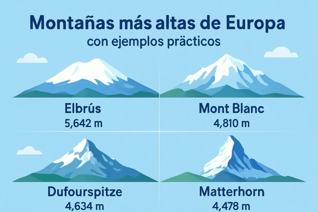 montañas más altas de Europa con ejemplos prácticos