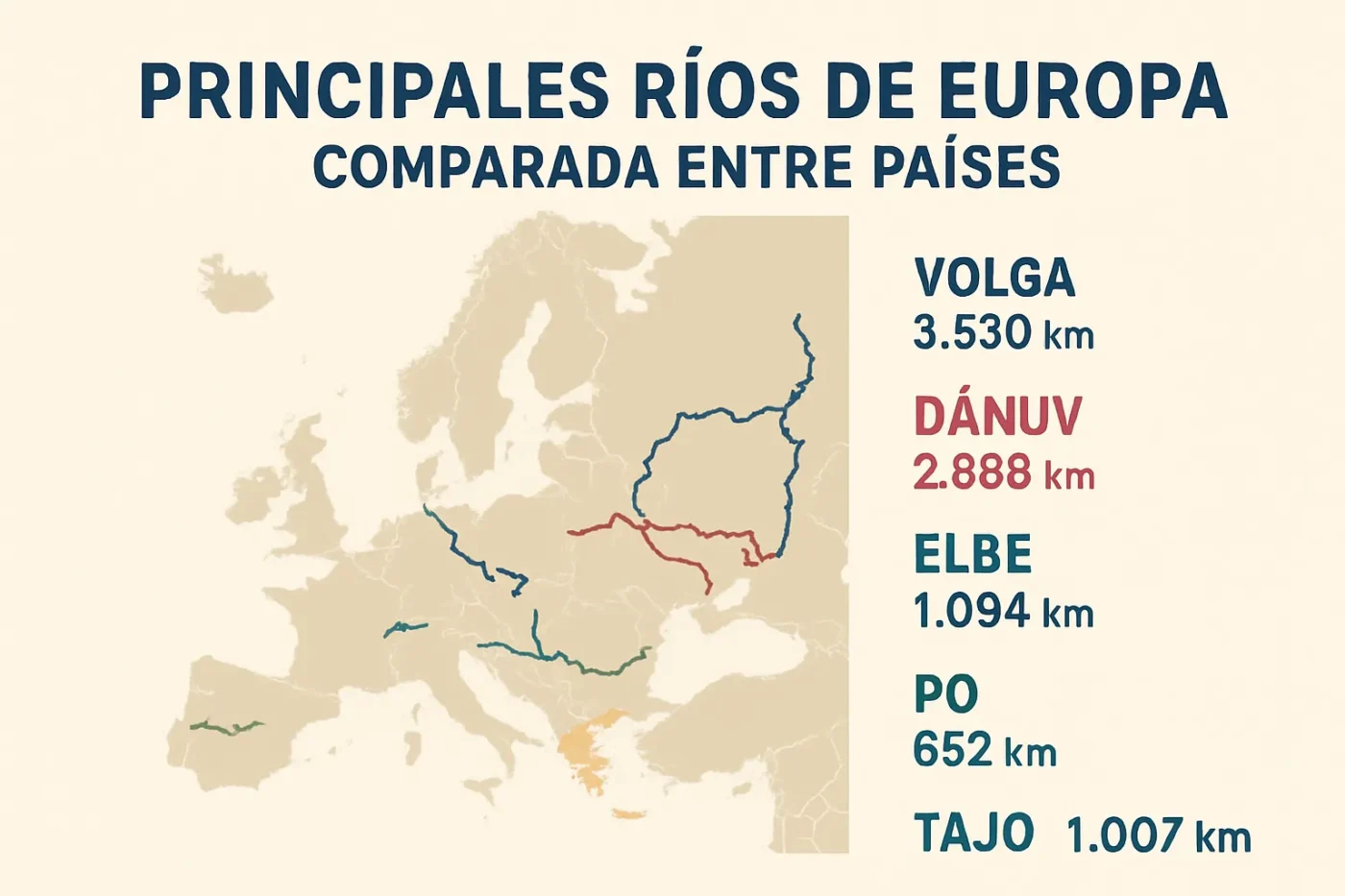 principales-rios-de-Europa-comparada-entre-paises - Europa News 24h principales ríos de Europa comparada entre países