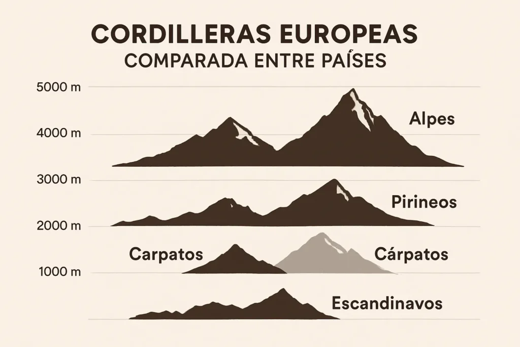 cordilleras europeas comparada entre países