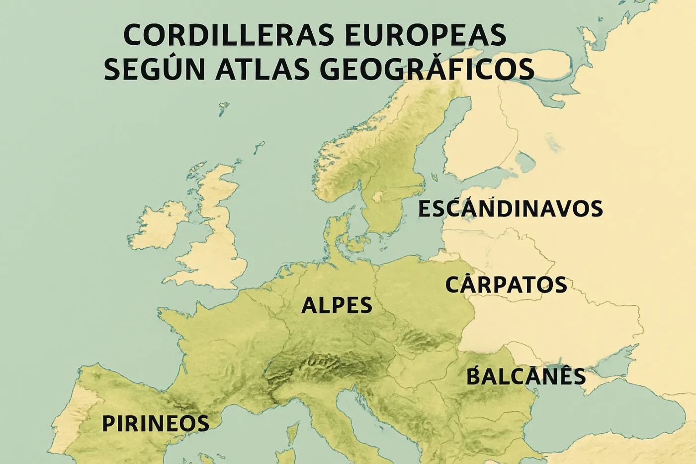 cordilleras europeas según atlas geográficos