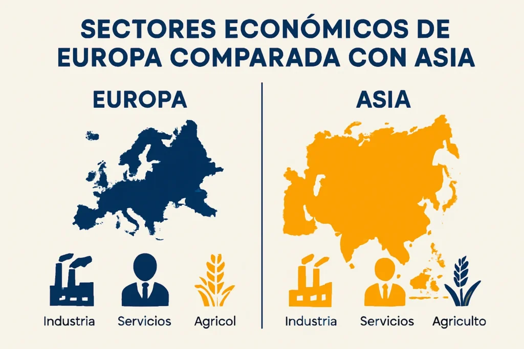 sectores económicos de Europa comparada con Asia