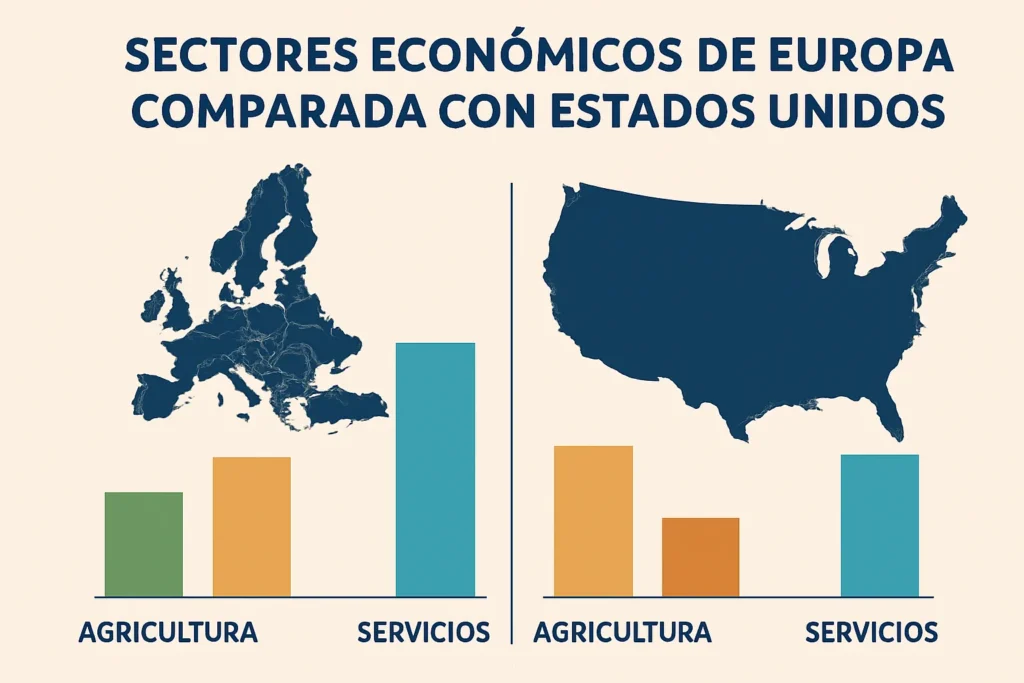 sectores económicos de Europa comparada con Estados Unidos