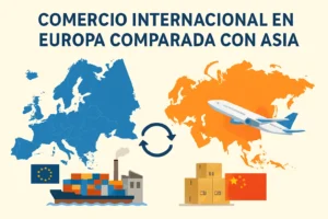 comercio internacional en Europa comparada con Asia