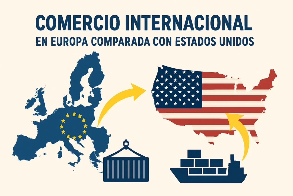 comercio internacional en Europa comparada con Estados Unidos